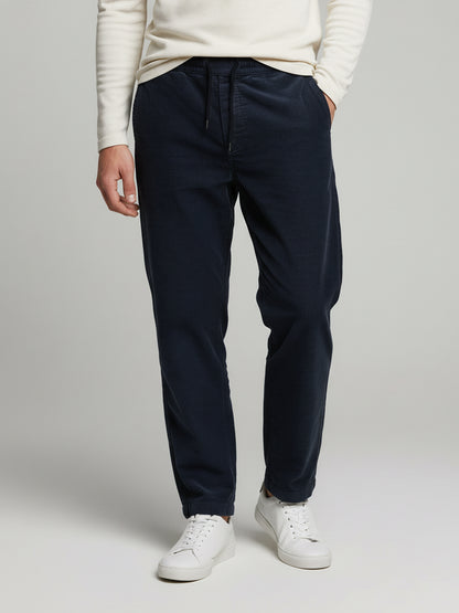 Celio* Men Blue Solid Loose Fit Cotton Trousers