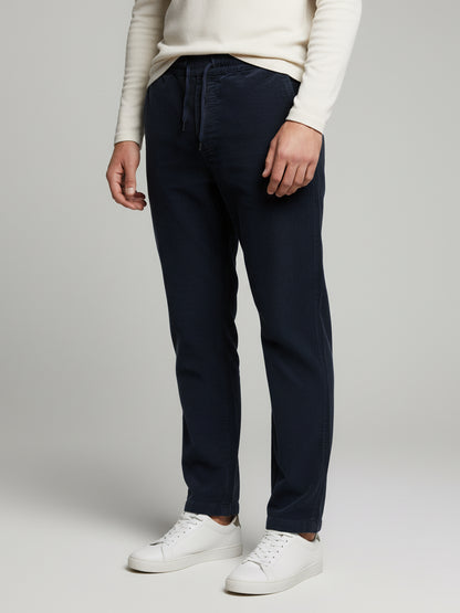 Celio* Men Blue Solid Loose Fit Cotton Trousers