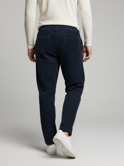 Celio* Men Blue Solid Loose Fit Cotton Trousers