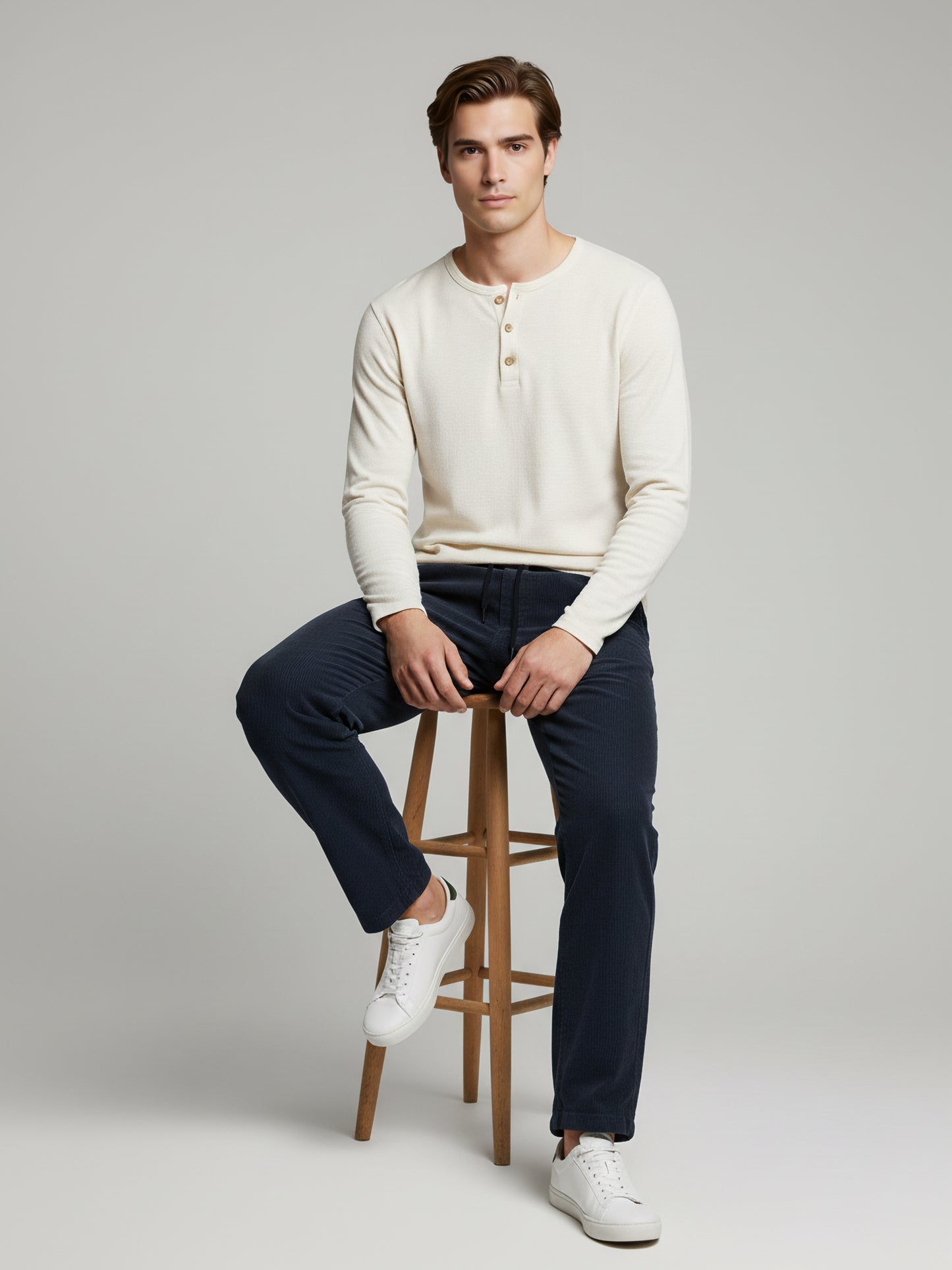 Celio* Men Blue Solid Loose Fit Cotton Trousers