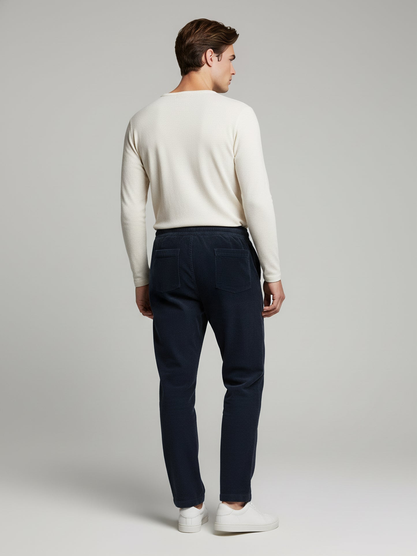 Celio* Men Blue Solid Loose Fit Cotton Trousers