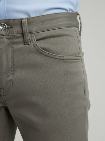 Celio* Men Beige Solid Slim Fit Cotton Trousers