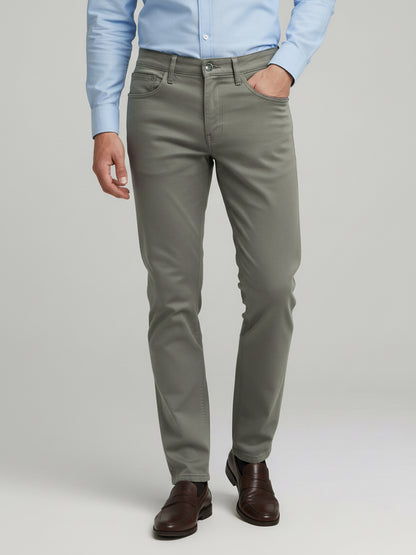 Celio* Men Beige Solid Slim Fit Cotton Trousers