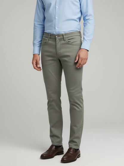 Celio* Men Beige Solid Slim Fit Cotton Trousers