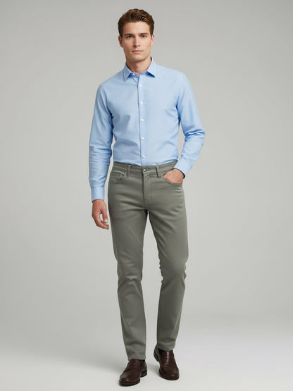 Celio* Men Beige Solid Slim Fit Cotton Trousers