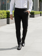 Celio* Polyester Black Men Solid Regular Fit Trousers