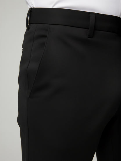 Celio* Men Black Solid Regular Fit Polyester Trousers