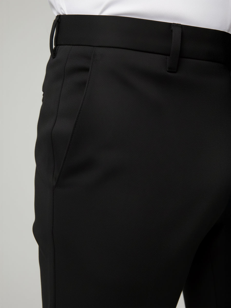 Celio* Polyester Black Men Solid Regular Fit Trousers