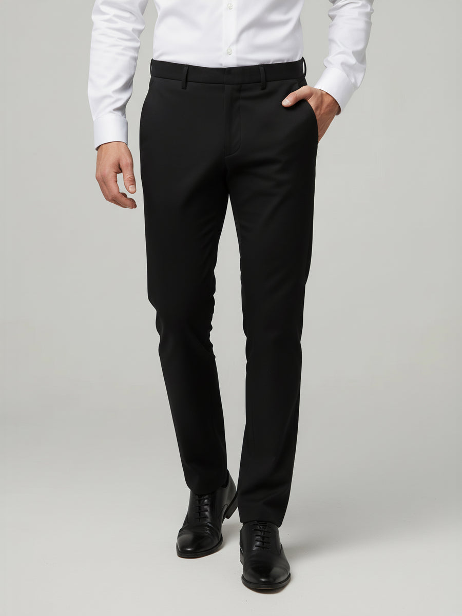Celio* Polyester Black Men Solid Regular Fit Trousers