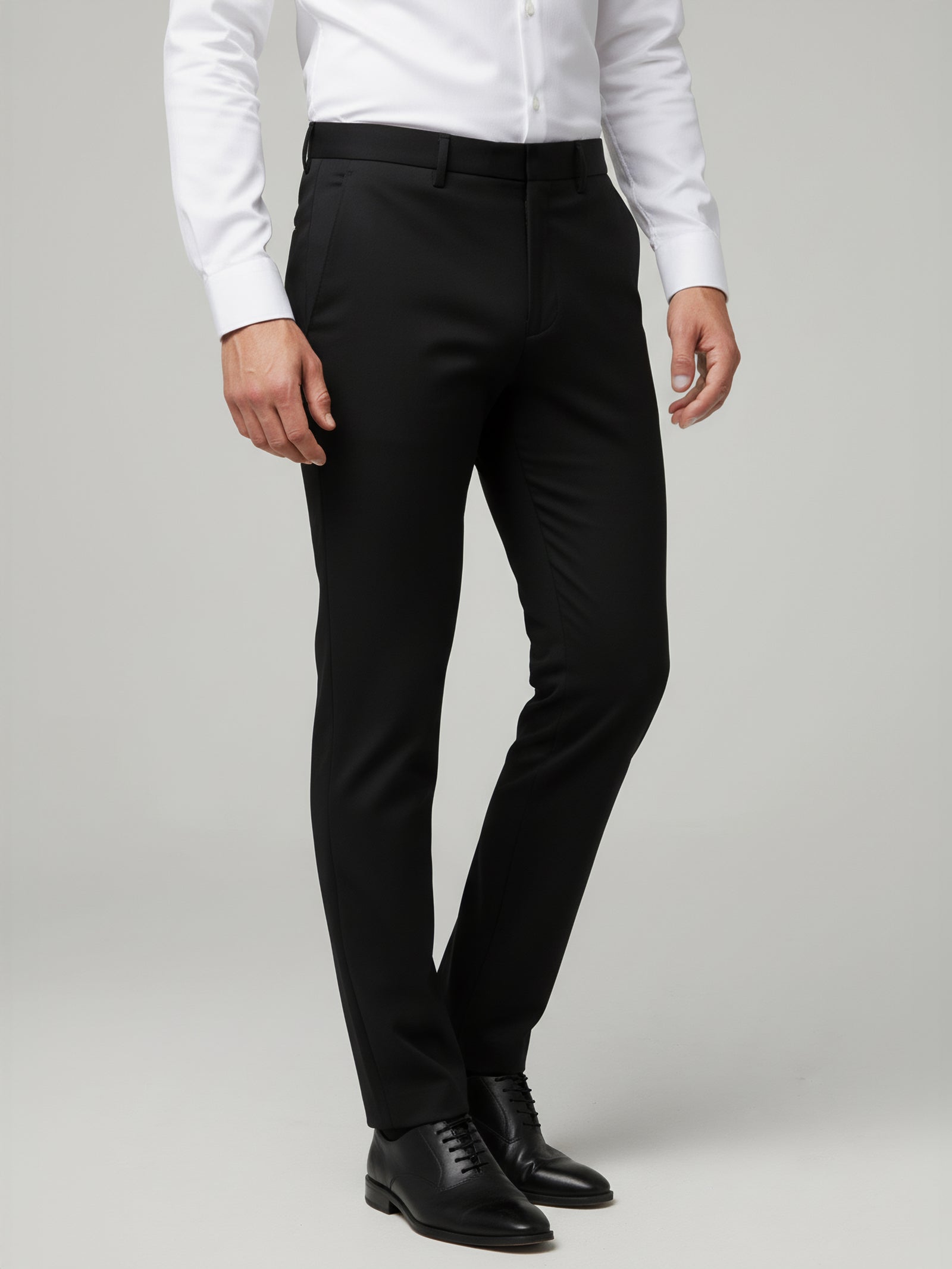 Celio* Polyester Black Men Solid Regular Fit Trousers