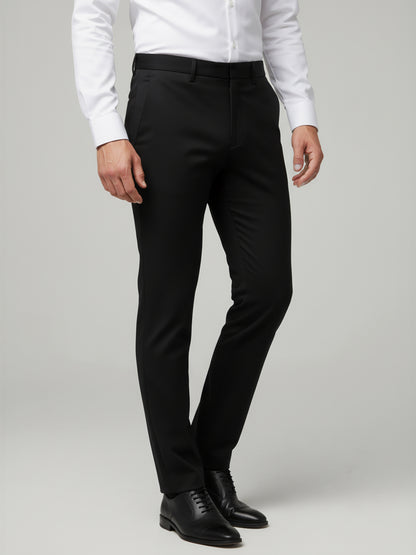 Celio* Men Black Solid Regular Fit Polyester Trousers