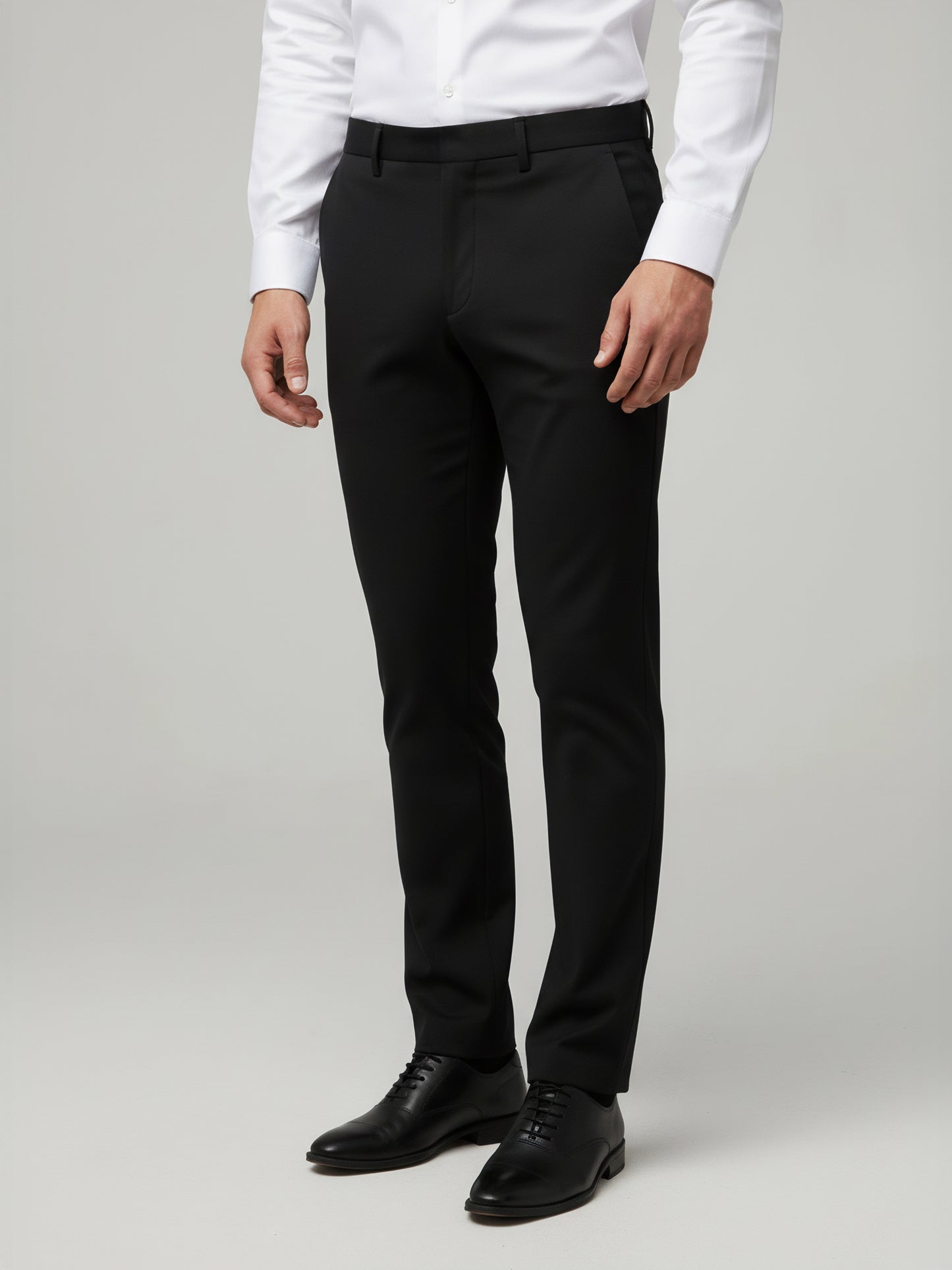 Celio* Men Black Solid Regular Fit Polyester Trousers