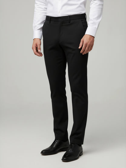 Celio* Men Black Solid Regular Fit Polyester Trousers