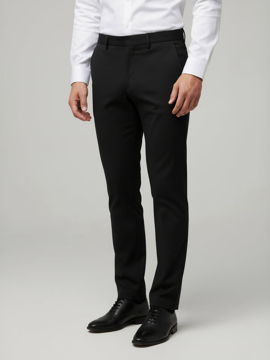Celio* Polyester Black Men Solid Regular Fit Trousers