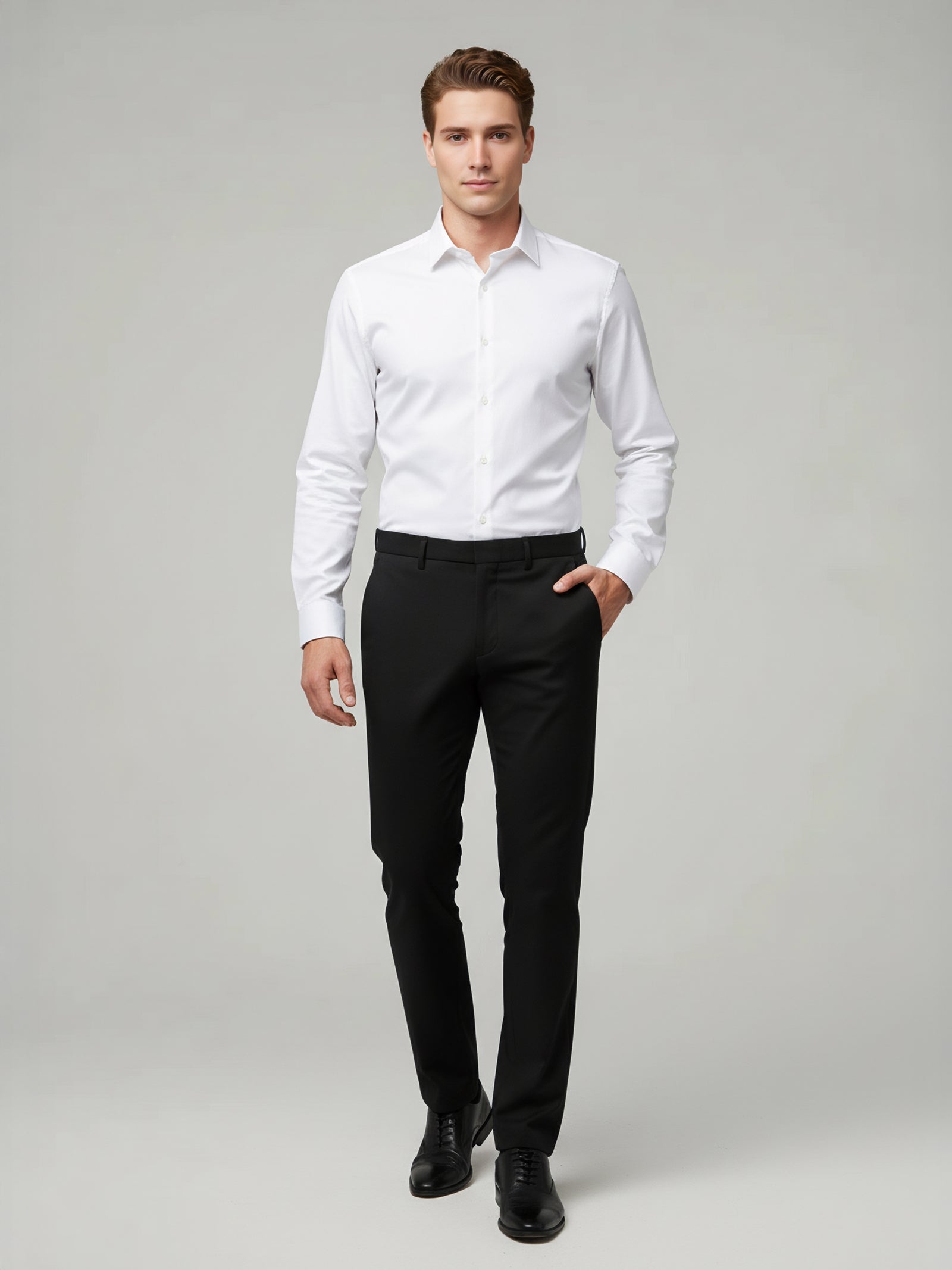 Celio* Polyester Black Men Solid Regular Fit Trousers
