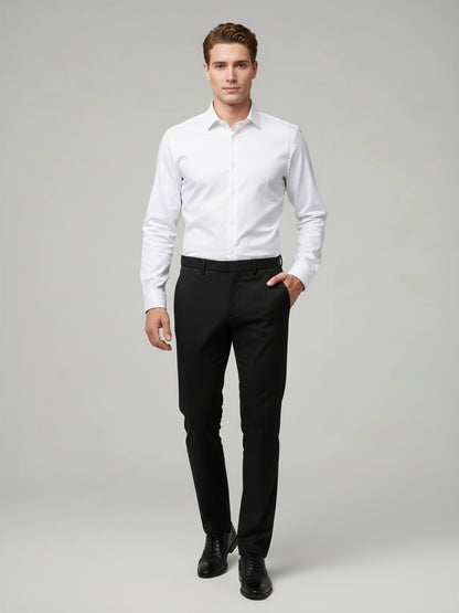 Celio* Men Black Solid Regular Fit Polyester Trousers