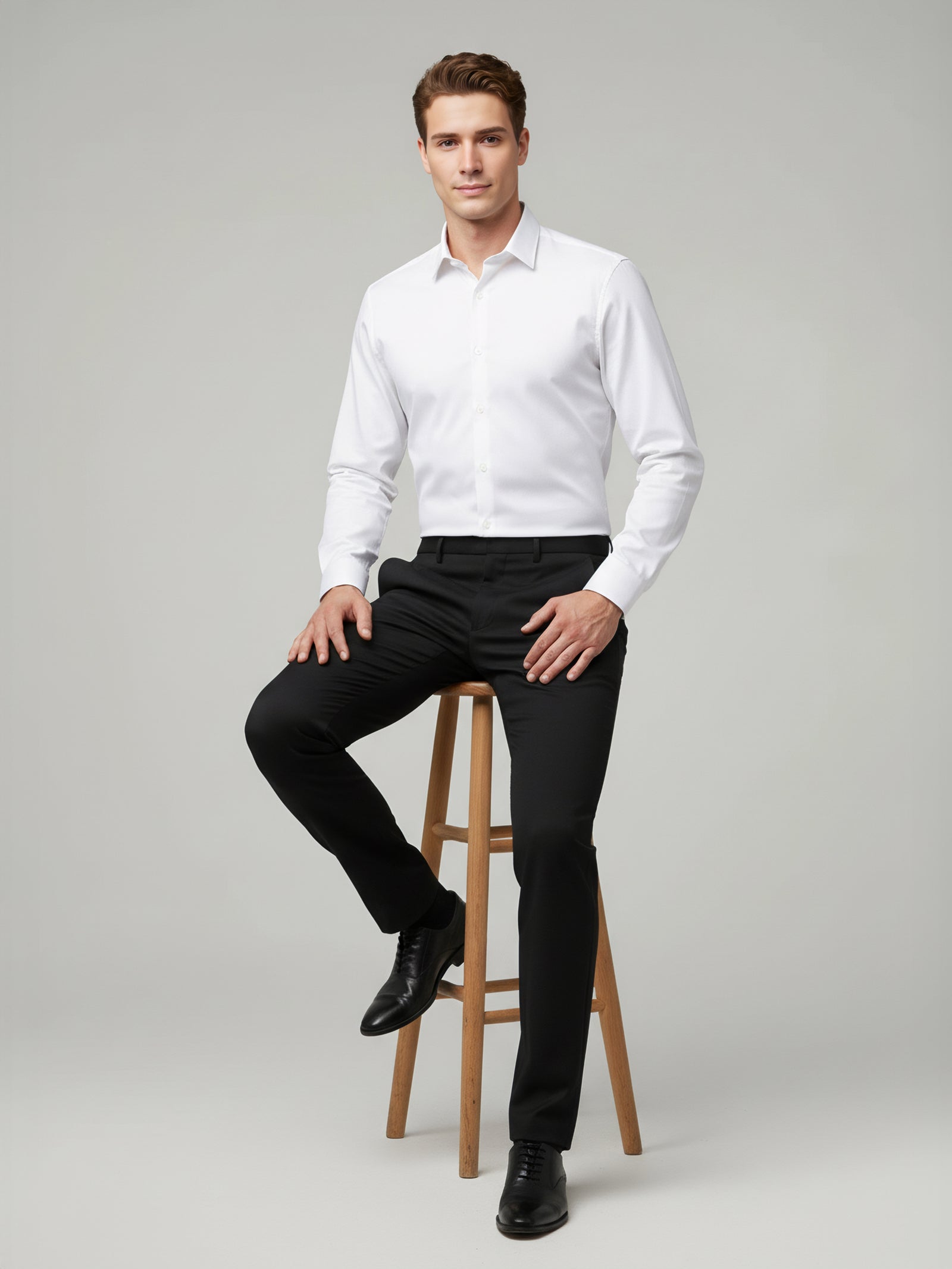 Celio* Polyester Black Men Solid Regular Fit Trousers