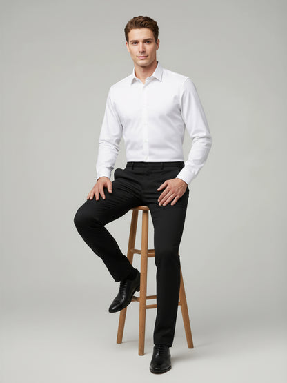 Celio* Men Black Solid Regular Fit Polyester Trousers