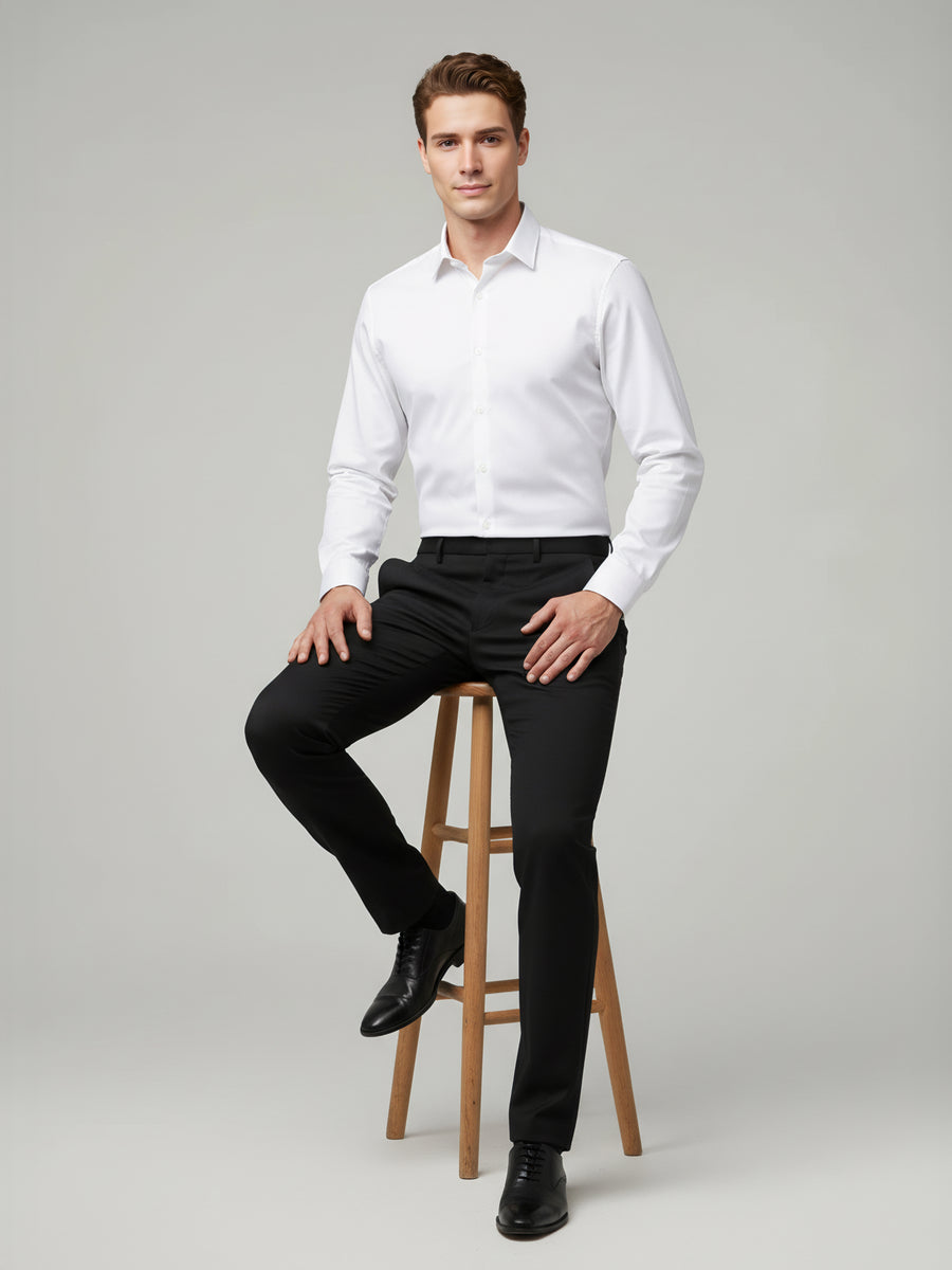 Celio* Polyester Black Men Solid Regular Fit Trousers