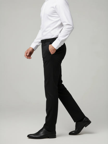 Celio* Men Black Solid Regular Fit Polyester Trousers