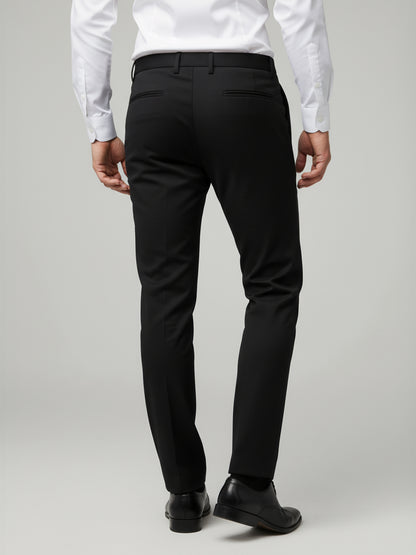 Celio* Men Black Solid Regular Fit Polyester Trousers