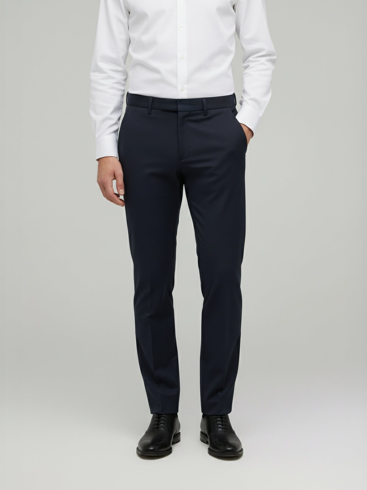 Celio* Men Grey Solid Regular Fit Polyester Trousers