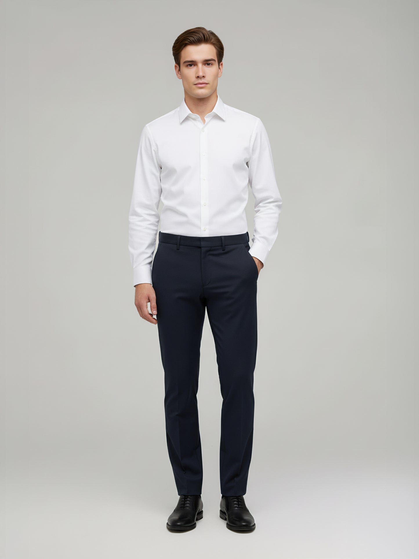 Celio* Men Grey Solid Regular Fit Polyester Trousers