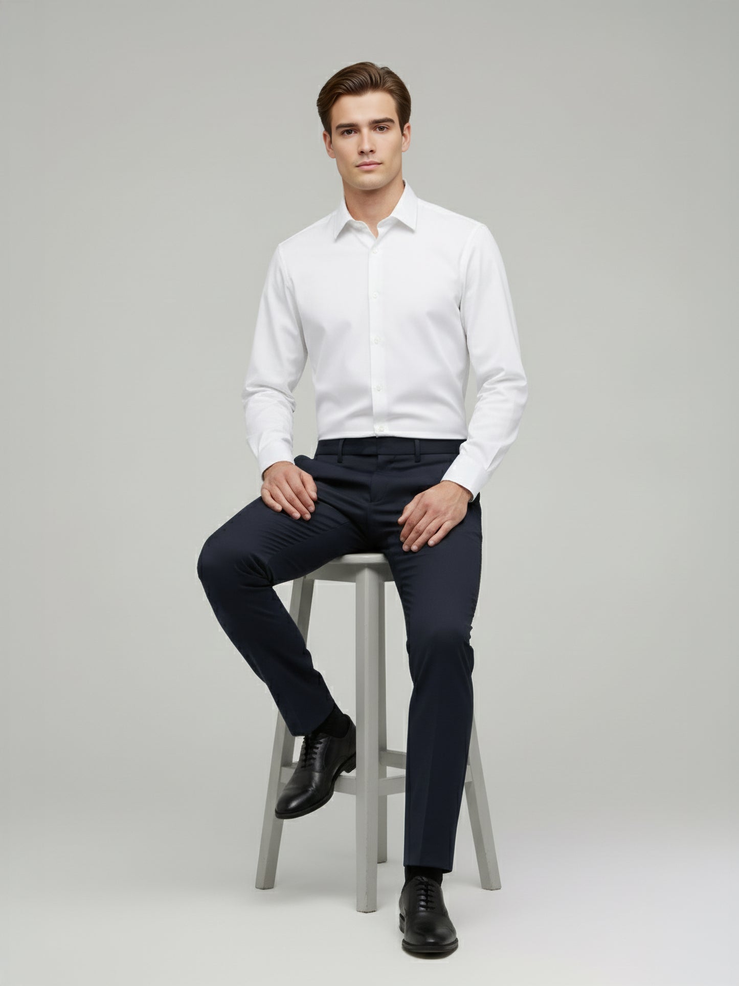 Celio* Men Grey Solid Regular Fit Polyester Trousers