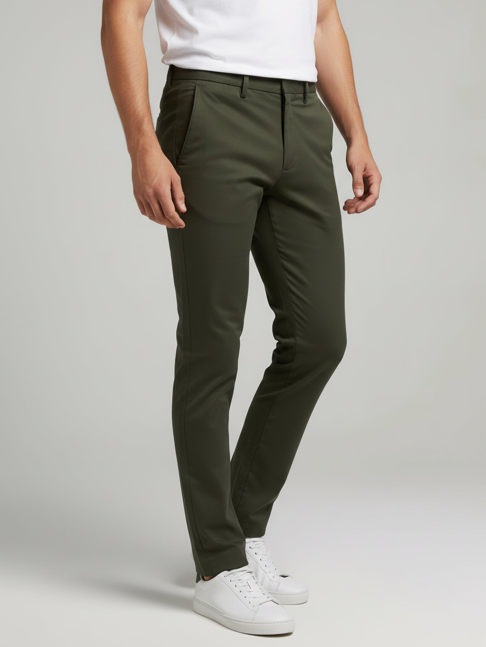 Celio* Olive Men Polyester Solid Regular Fit Trousers