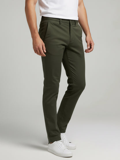 Celio* Men Olive Solid Regular Fit Polyester Trousers
