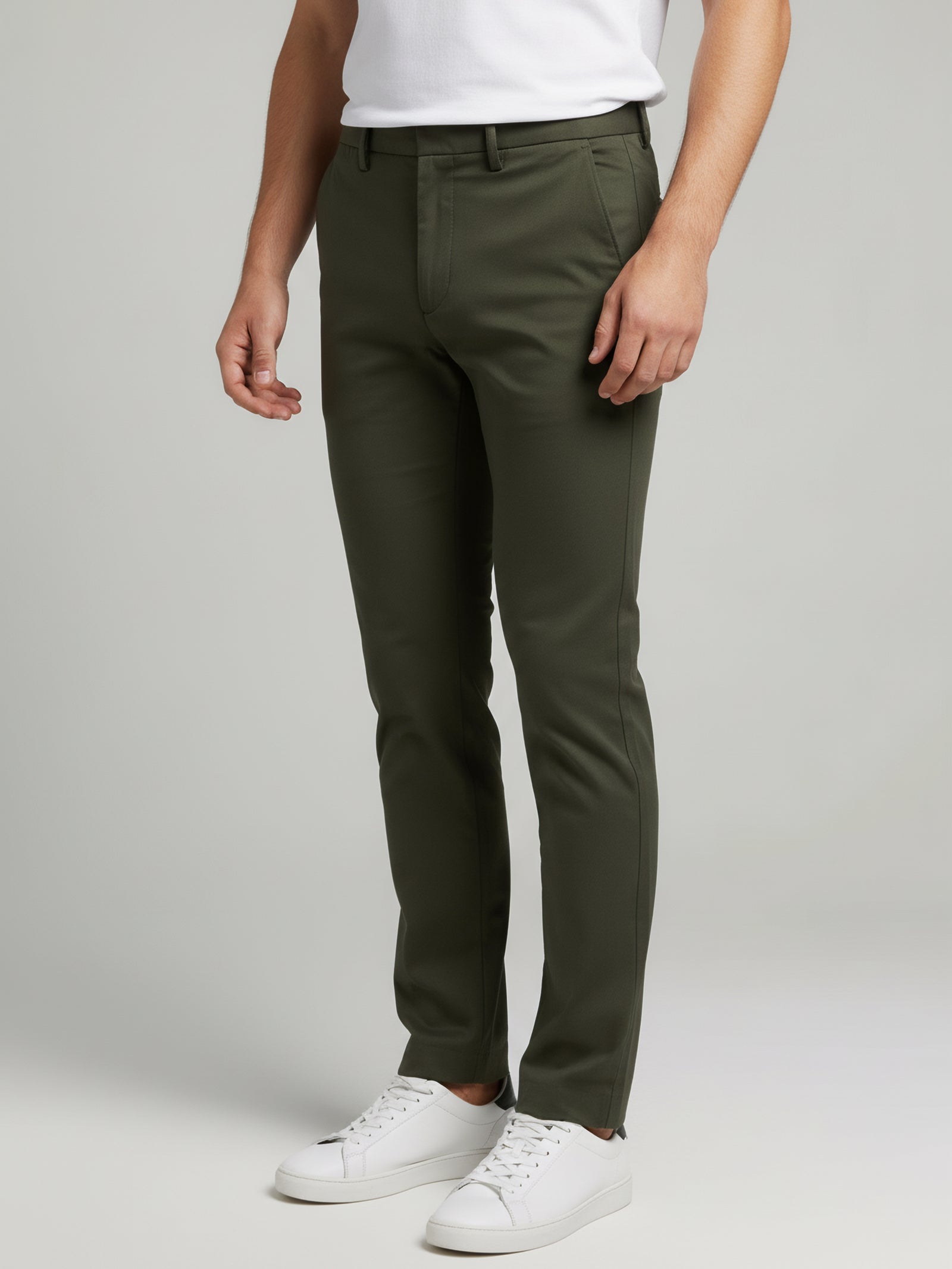 Celio* Olive Men Polyester Solid Regular Fit Trousers