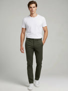 Celio* Olive Men Polyester Solid Regular Fit Trousers