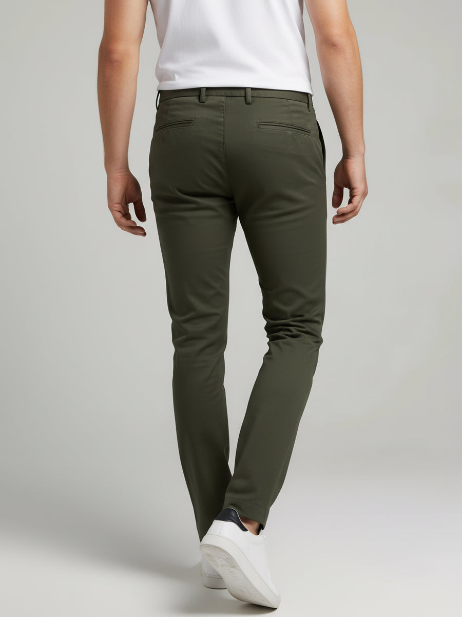 Celio* Olive Men Polyester Solid Regular Fit Trousers