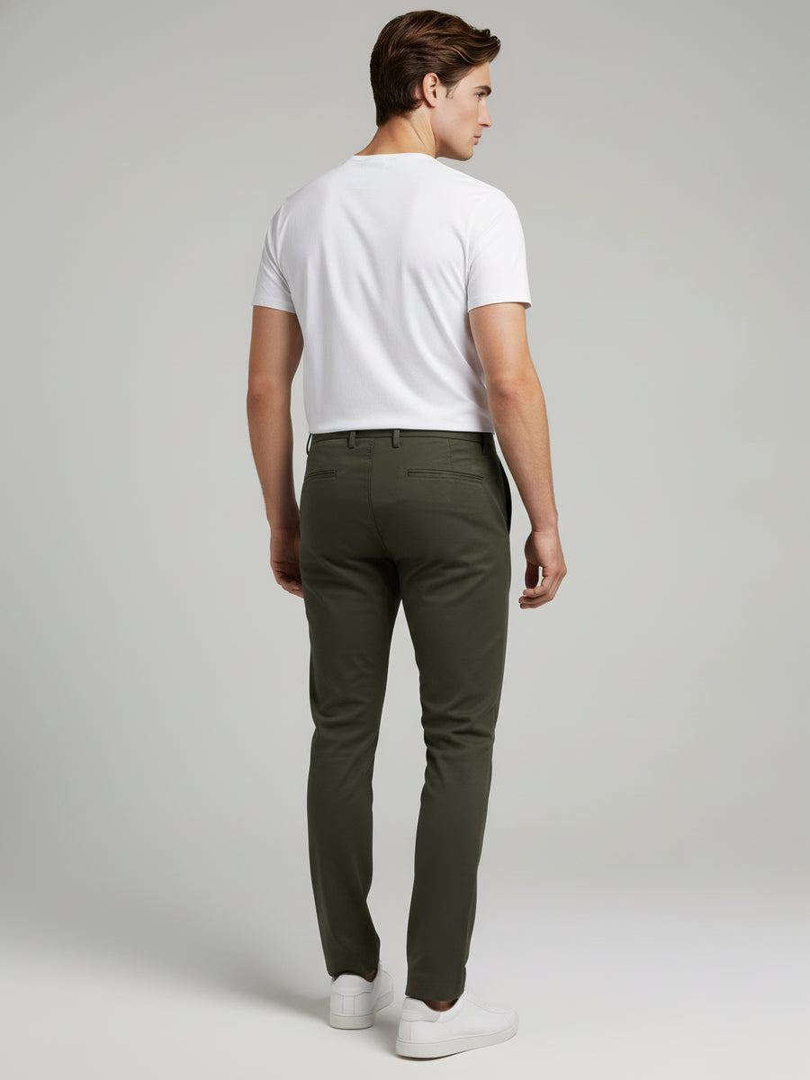 Celio* Olive Men Polyester Solid Regular Fit Trousers
