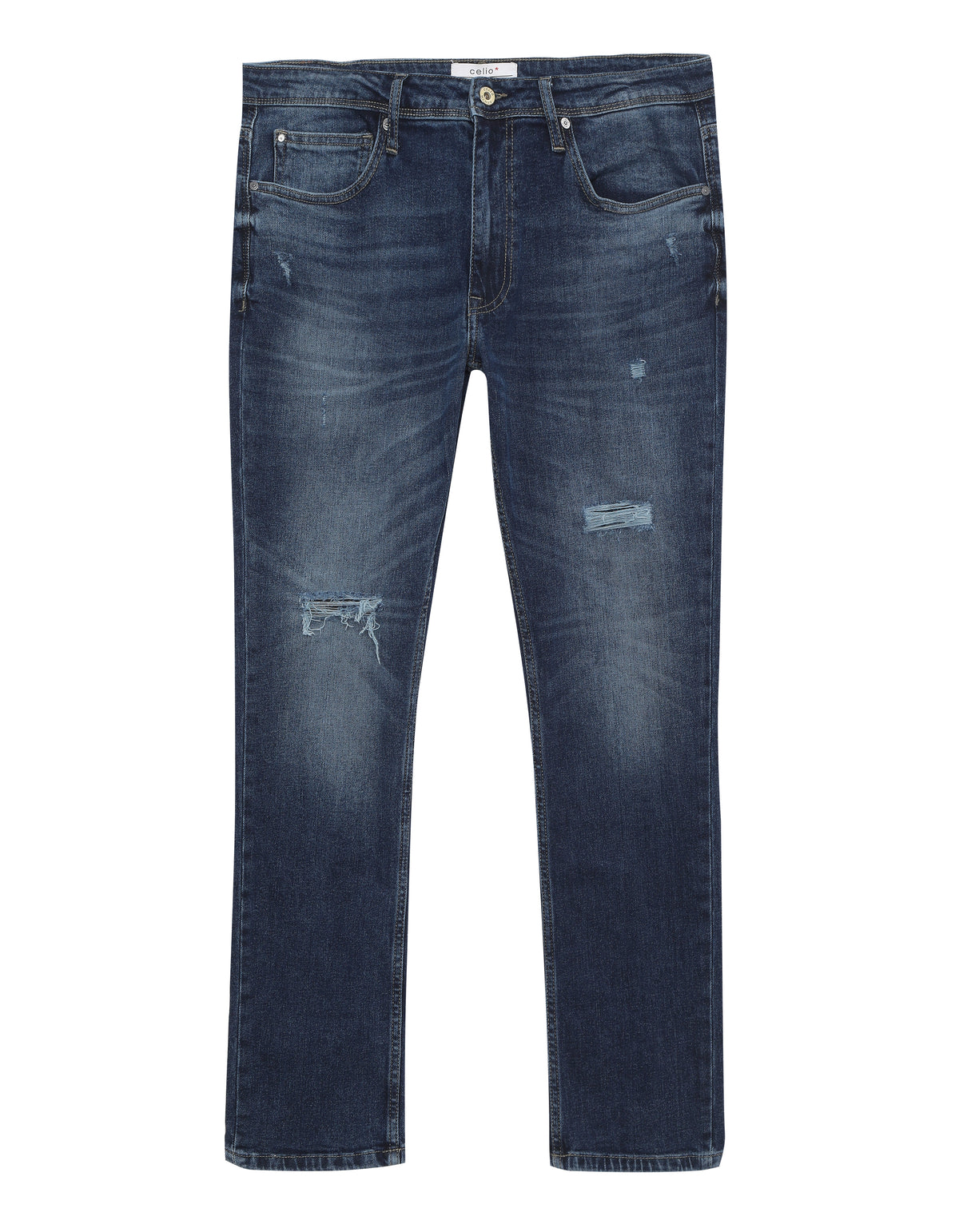 Slim Fit 100% Cotton Twill Jeans - Blue