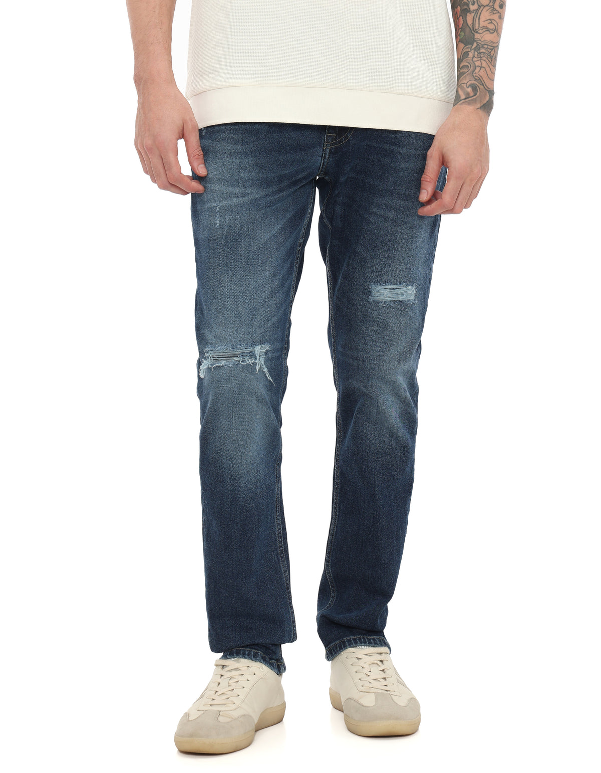 Slim Fit 100% Cotton Twill Jeans - Blue