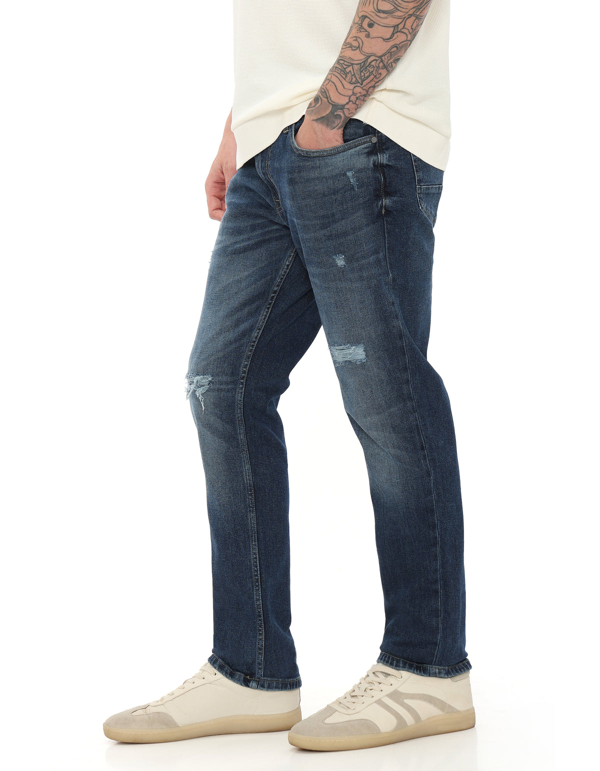 Slim Fit 100% Cotton Twill Jeans - Blue