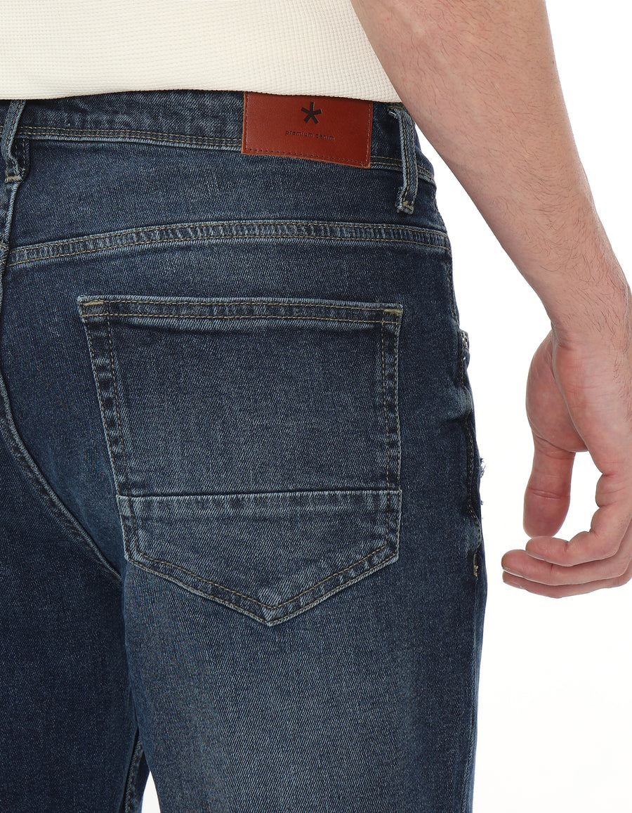 Slim Fit 100% Cotton Twill Jeans - Blue