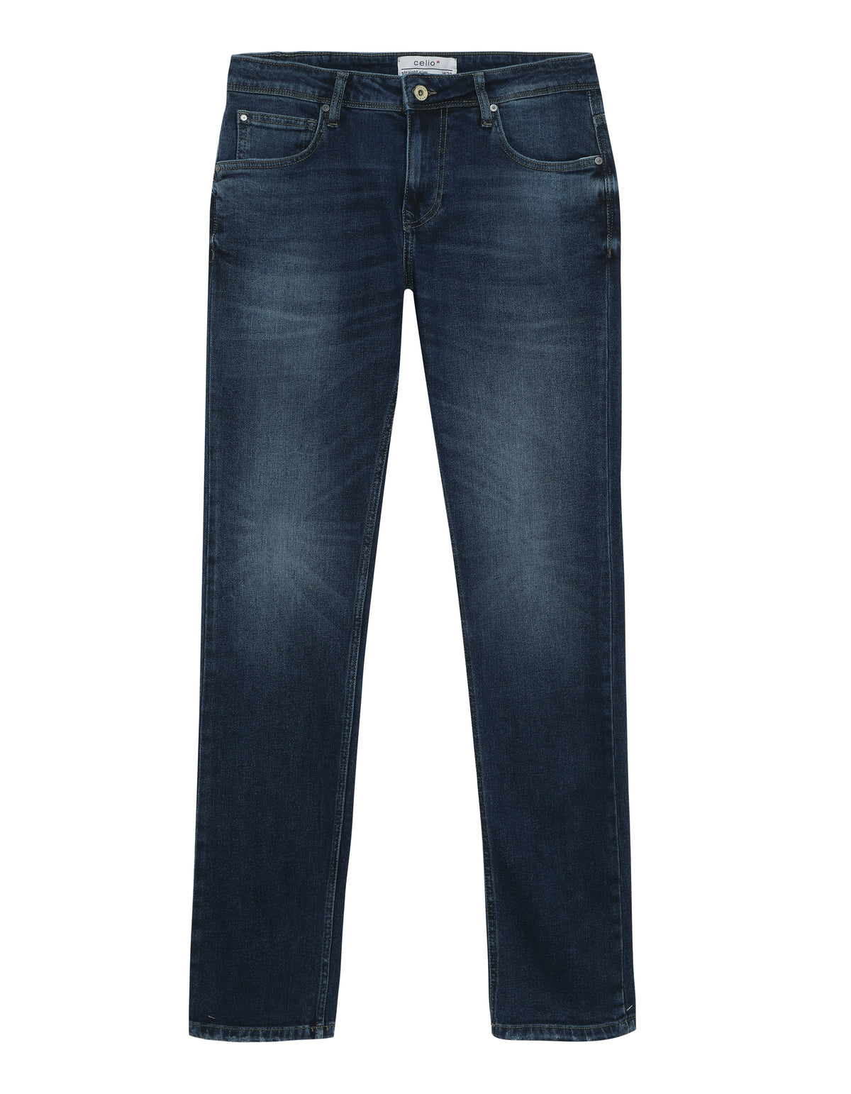 Straight Fit 100% Cotton Twill Jeans - Blue