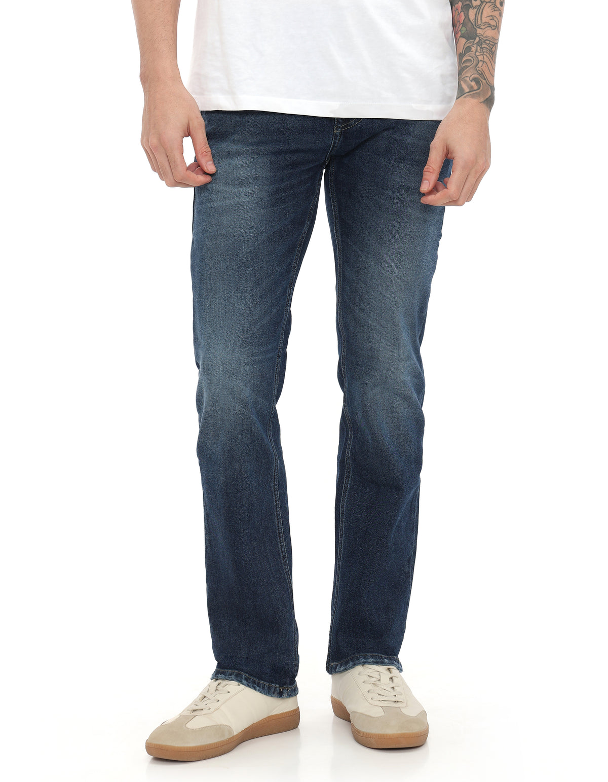 Straight Fit 100% Cotton Twill Jeans - Blue