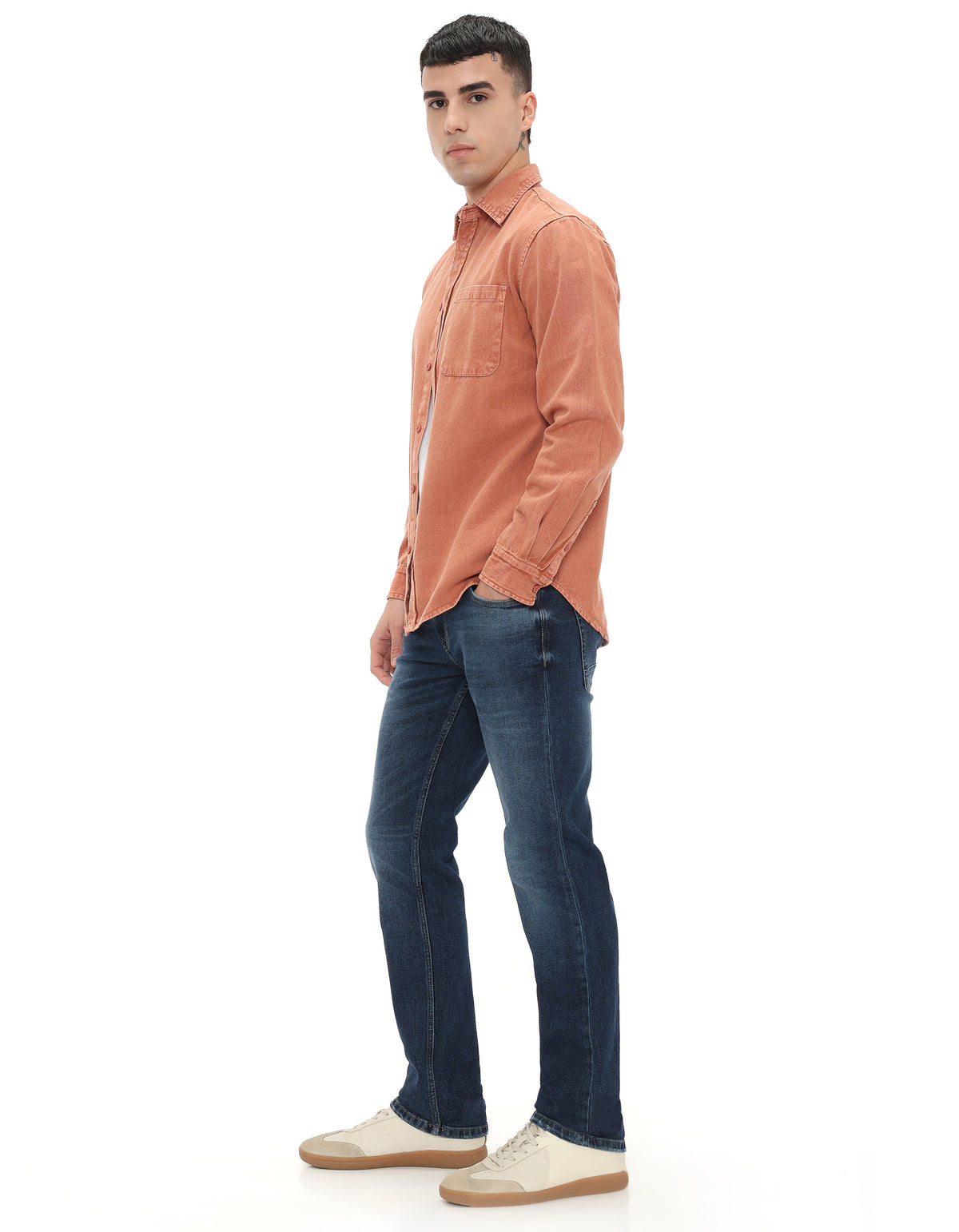 Straight Fit 100% Cotton Twill Jeans - Blue