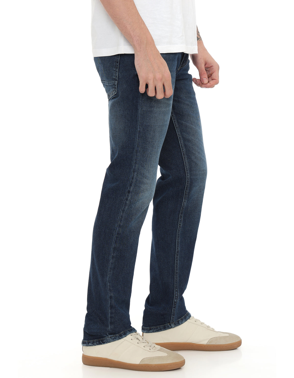Straight Fit 100% Cotton Twill Jeans - Blue