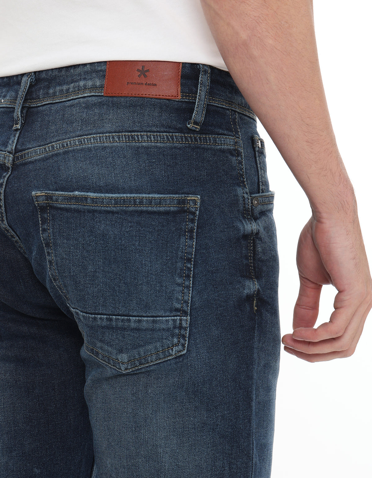 Straight Fit 100% Cotton Twill Jeans - Blue