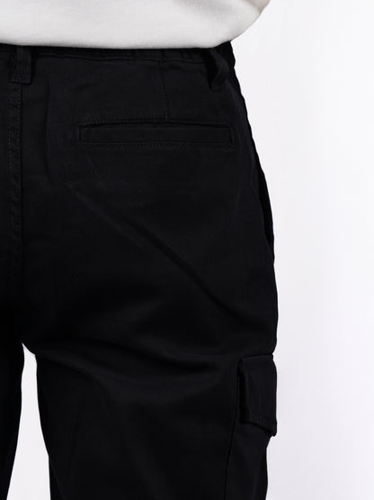 Celio* Men Black Solid Straight Fit Cotton Trousers