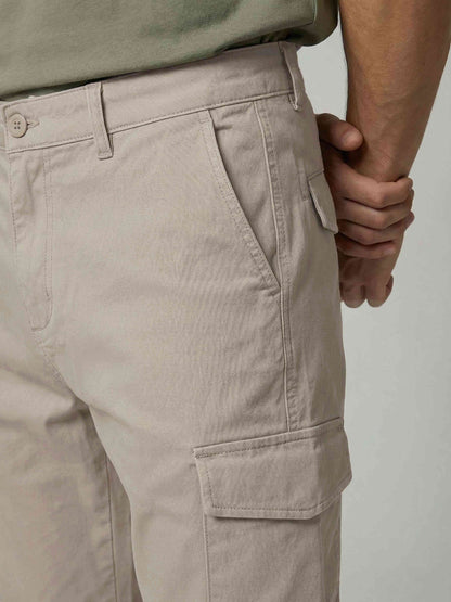 Celio* Men Beige Solid Straight Fit Cotton Trousers