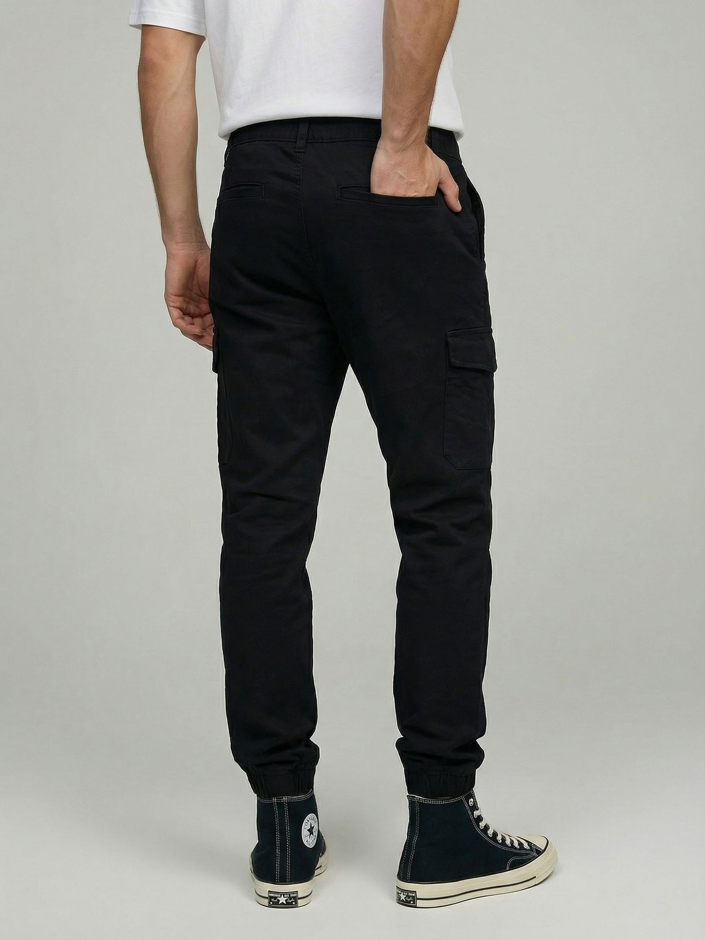 Celio* Men Black Solid Straight Fit Cotton Trousers