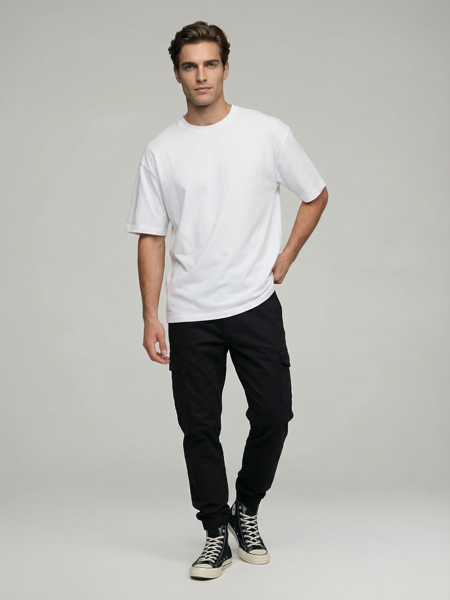 Celio* Men Black Solid Straight Fit Cotton Trousers