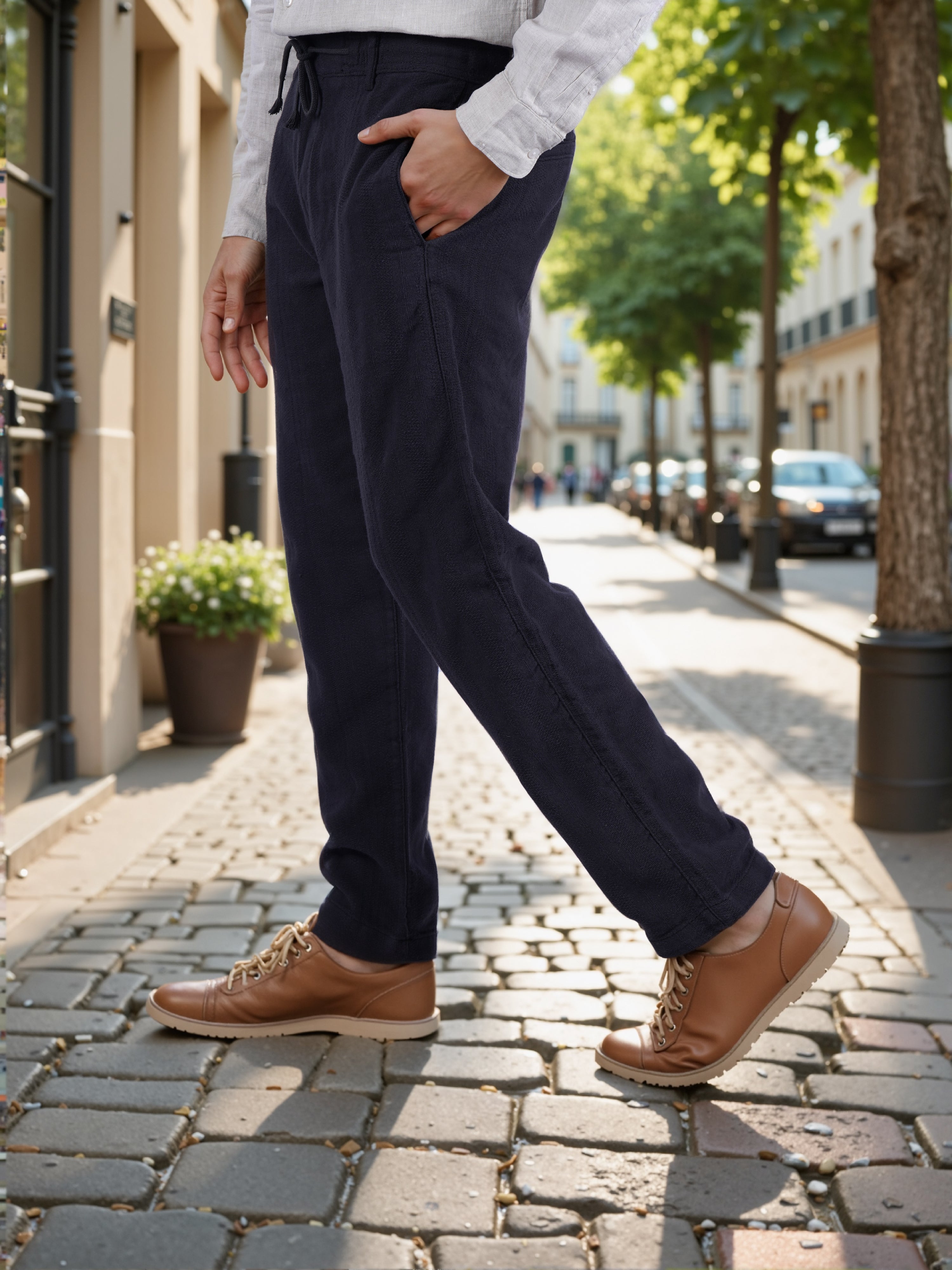 Celio* Men Black Solid Relaxed Fit Casual Trouser