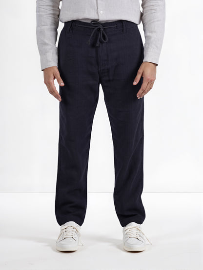 Celio* Men Black Solid Relaxed Fit Casual Trouser