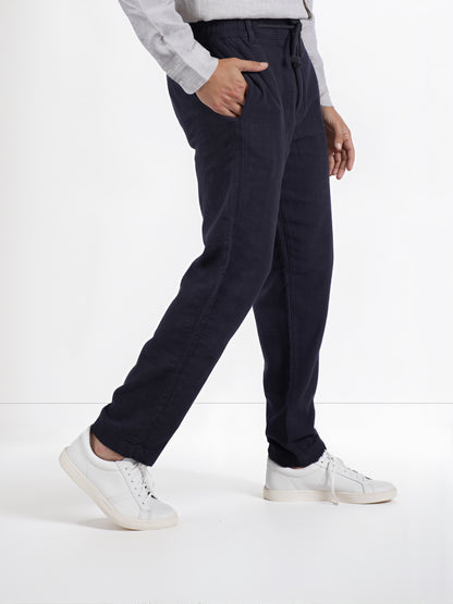 Celio* Men Black Solid Relaxed Fit Casual Trouser